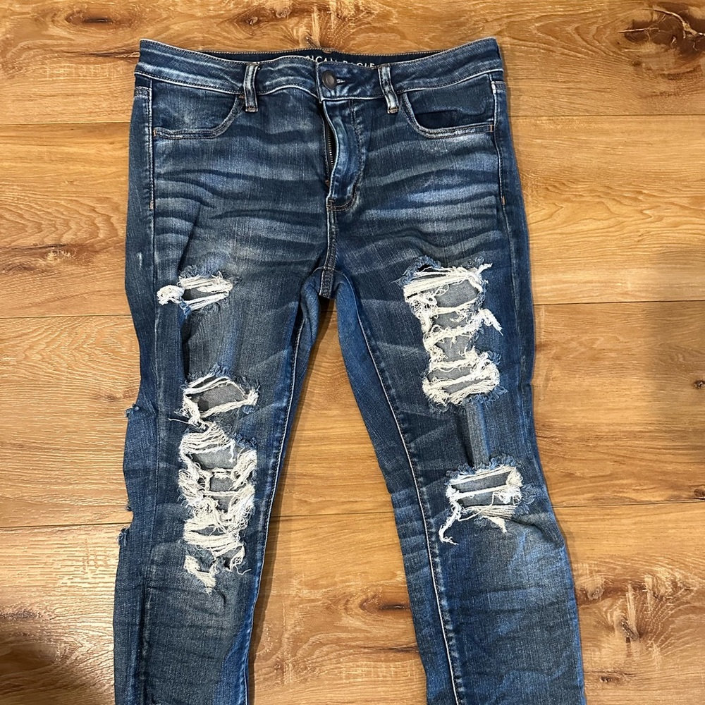 American Eagle Outfitters Ripped Blue Skinny Jeans